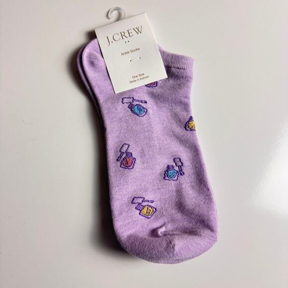 J. Crew Makeup Graphic Print Purple Ankle Socks NWT Sz OS - Picture 1 of 7